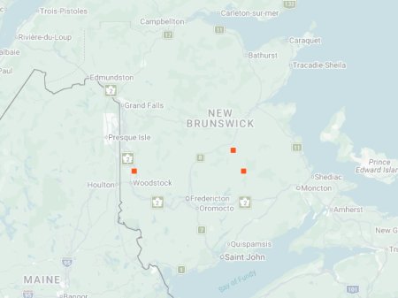 Distribution map - Appalachian Tiger Beetle in NB