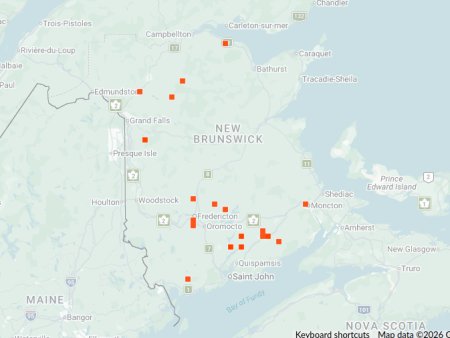 Distribution map - Common Claybank Tiger Beetle in NB
